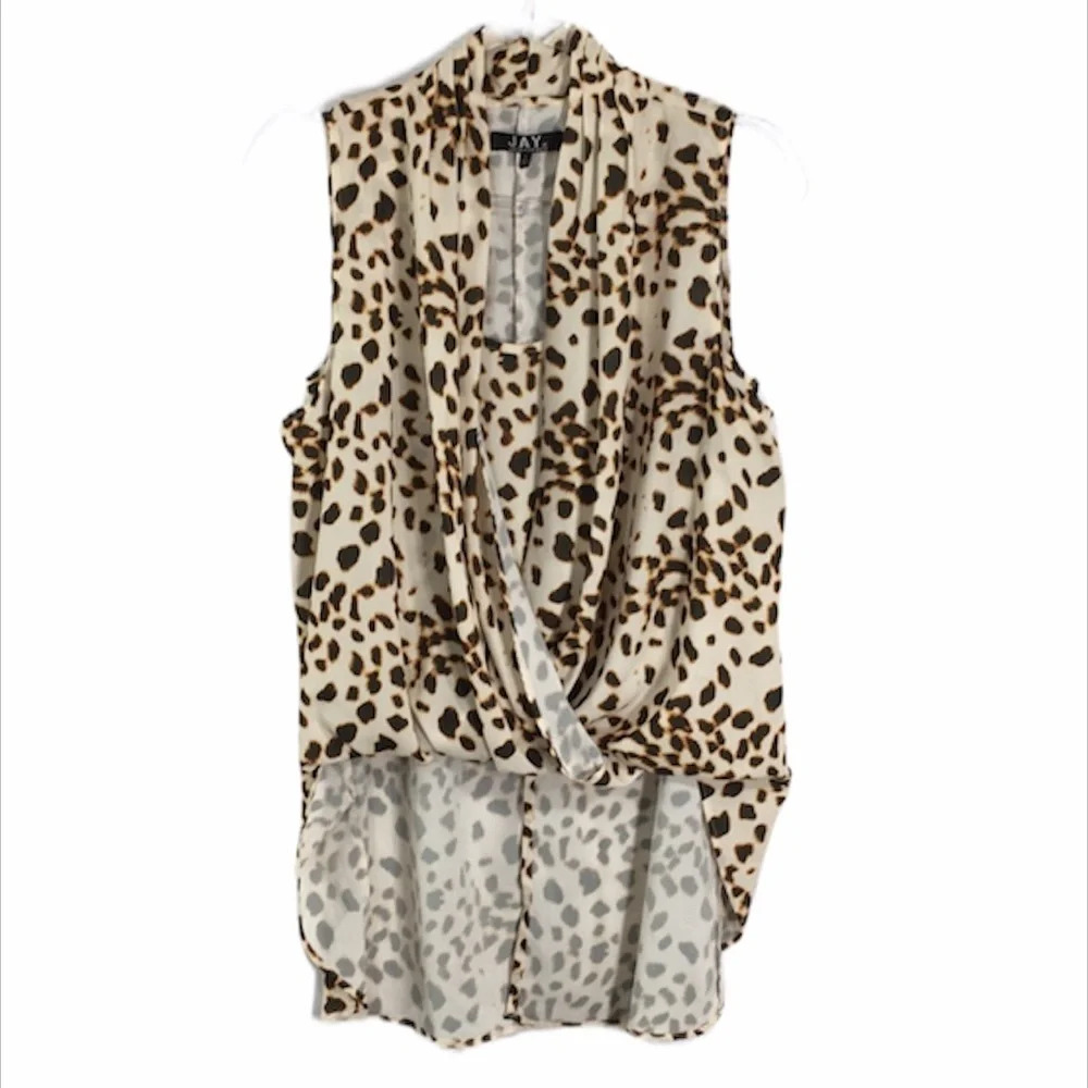 Jay Godfrey Sleeveless‎ Leopard Print Blouse Top S